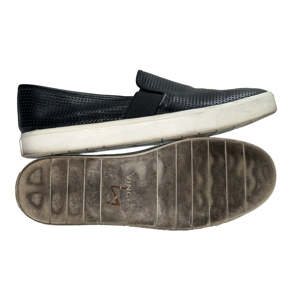 Women's Vince Ace Perforated Leather Slip On Shoes Size 8.5 Black